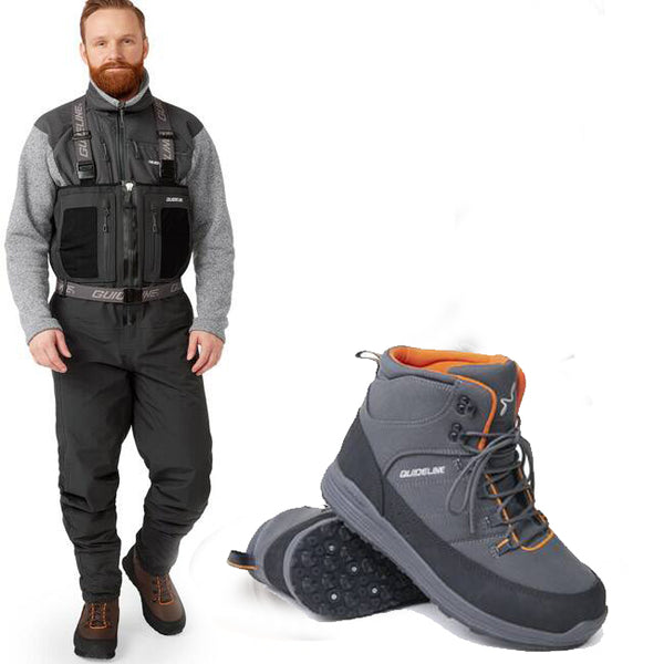Wat-Set 8 GuideLine Laxa ZIP Wathose + Guideline Laxa 3.0 Watschuh mit Tractionsohle