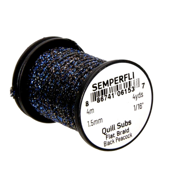 Semperfli Quill Subs Flat Braid - black peacock-