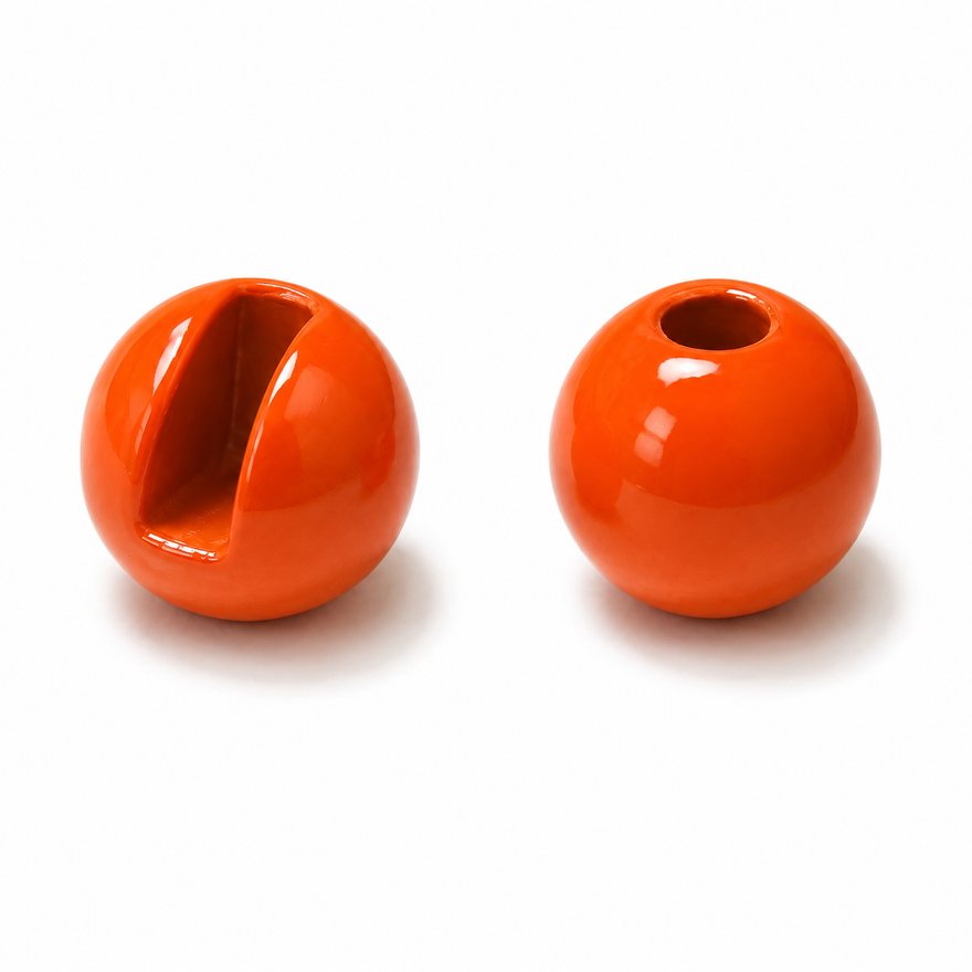 Tungstenperlen mit Schlitz in leuchtendem Fluo Orange