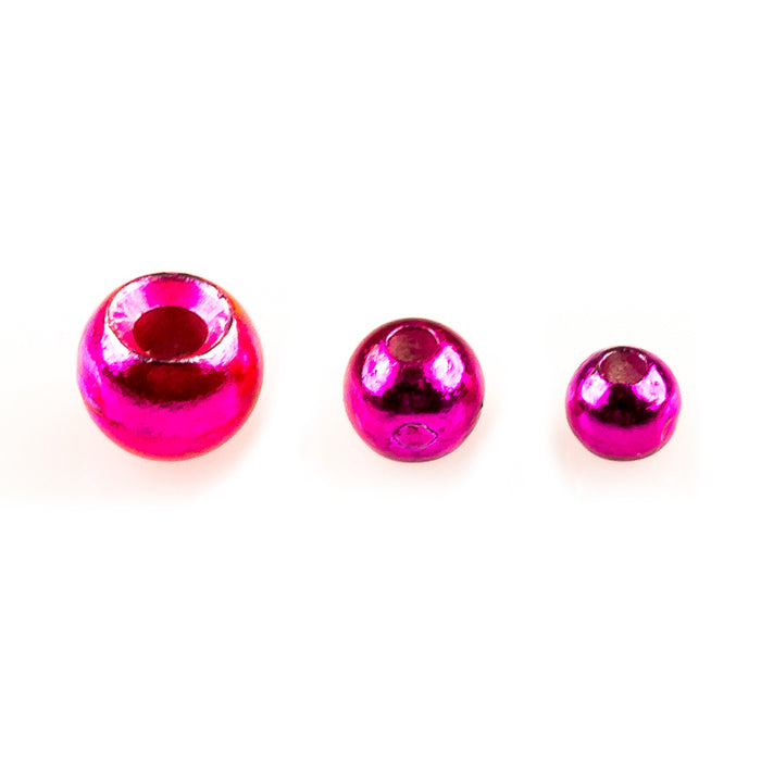 Countersunk Tungstenperlen in glänzendem Metallic Pink in drei Größen