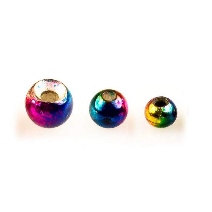 Countersunk Tungstenperlen in Metallic Rainbow in drei Größen