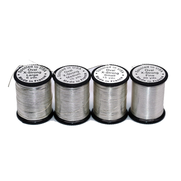 Lagartun French Tinsel - Oval Metallic Silber Extra Stark