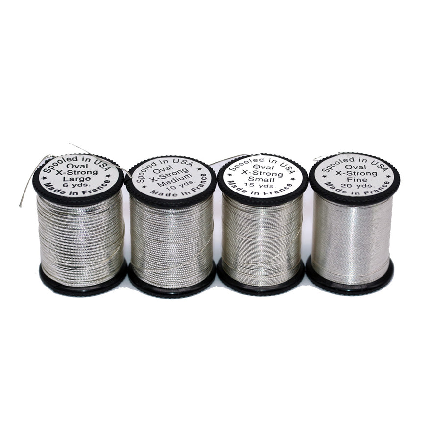 Lagartun French Tinsel - Oval Metallic Silber Extra Stark