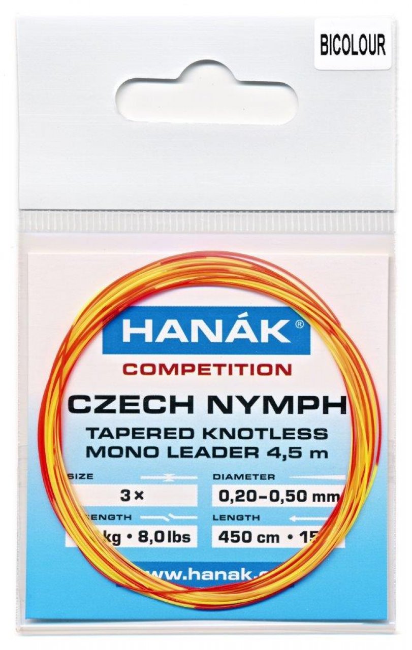 Hanak Czech Nymph Vorfach 3x- 0,20-0,50mm - Tragkraft: 3,6kg - 8lbs, Länge 4,5m