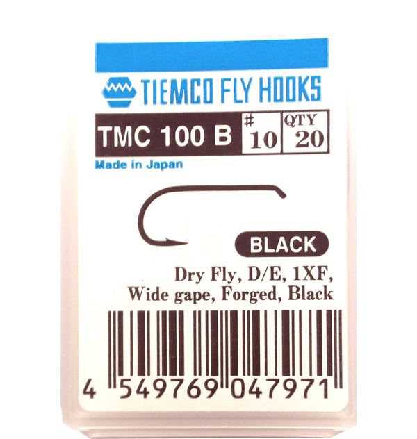 TMC 100B – schwarzer Trockenfliegenhaken von Tiemco
