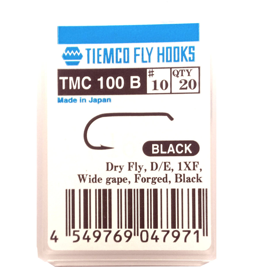 TMC 100B – schwarzer Trockenfliegenhaken von Tiemco