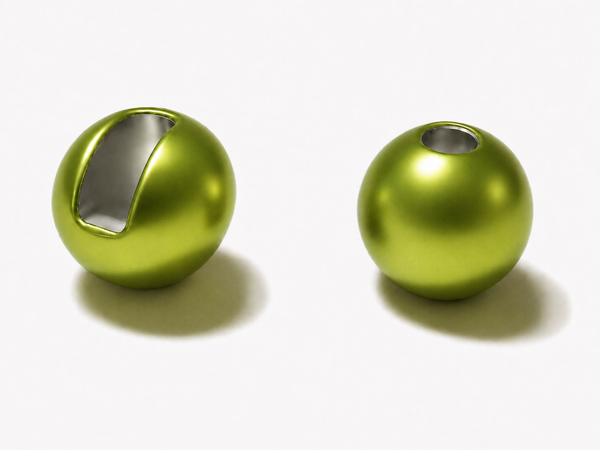 Tungstenperlen mit Schlitz in mattiertem Metallic Chartreuse