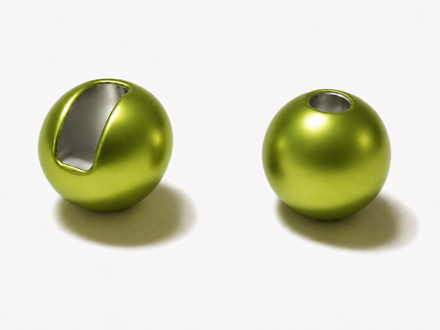 Tungstenperlen mit Schlitz in mattiertem Metallic Chartreuse