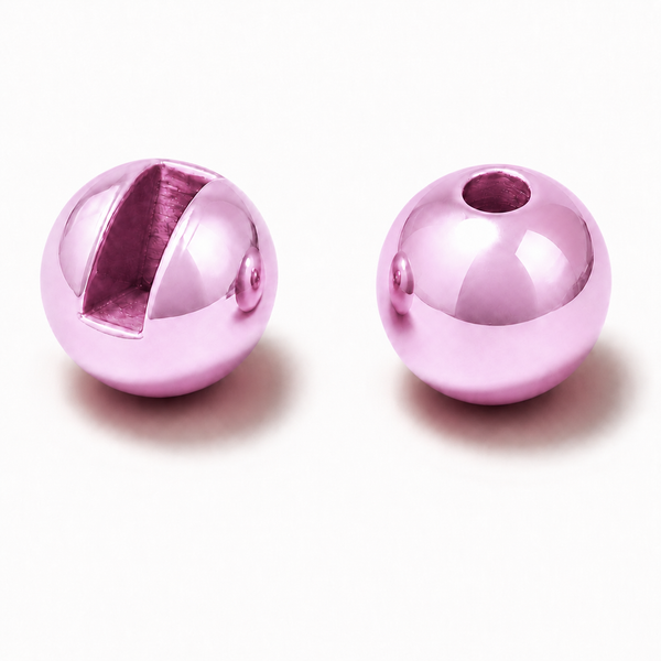 Tungstenperlen mit Schlitz in glänzendem Metallic Hot Pink