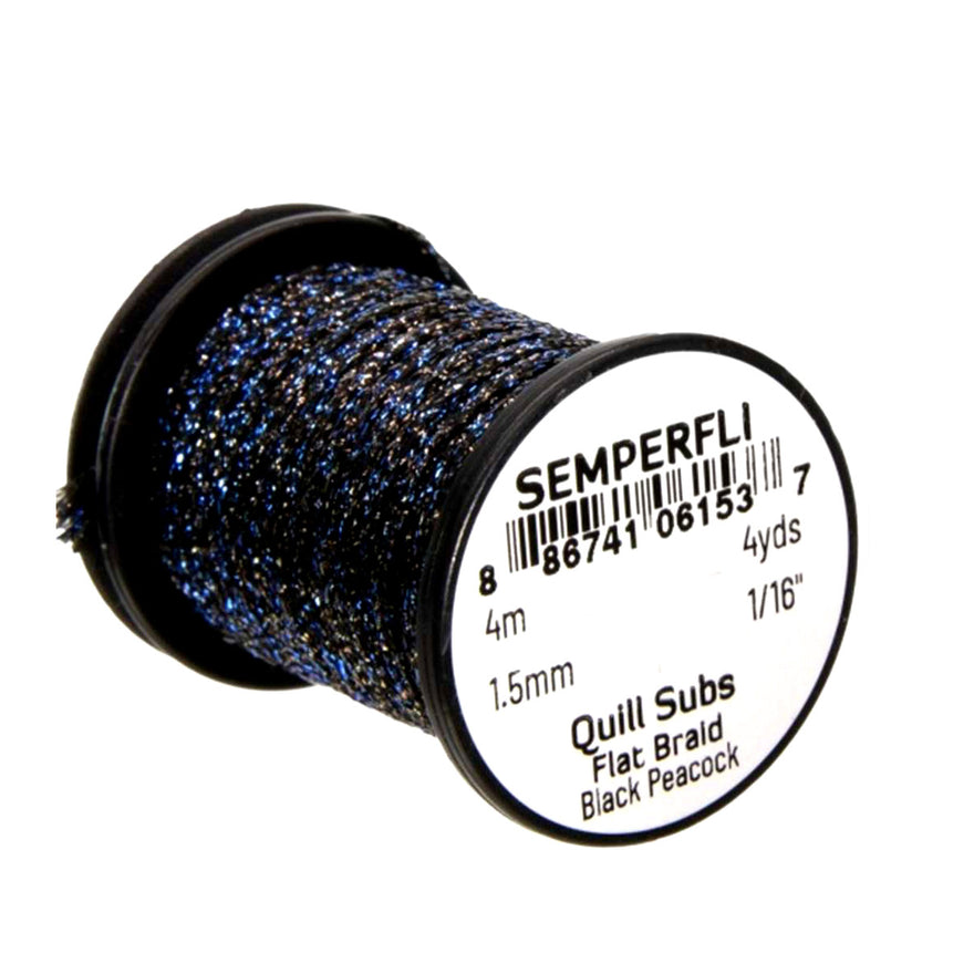 Semperfli Quill Subs Flat Braid - black peacock-