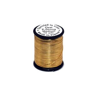 Lagertun French Tinsel - Oval Metallic Extra Stark mittel 0,60mm gold 10yd