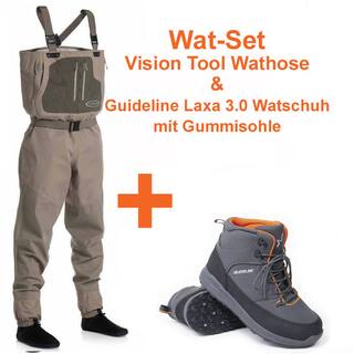 Wat-Set x3 Vision Tool Wathose + GuideLine Laxa 3.0 Schuh Gummisohle